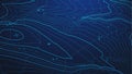 Topographic map blue technology background. Big data elevation map with contour lines.
