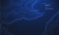 Topographic map blue technology background. Big data elevation map with contour lines.