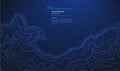 Topographic map blue technology background. Big data elevation map with contour lines.