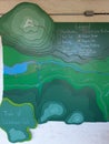 A topographic map with contour lines