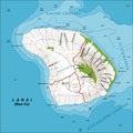 Topographic Map of Lanai Island Hawaii