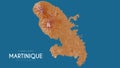 Topographic map of Martinique, Antilles archipelago, France. Vector detailed elevation map of island. Geographic elegant