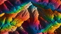 mountain range with 3D effects and vibrant elevation colors Royalty Free Stock Photo