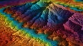 mountain range with 3D effects and vibrant elevation colors Royalty Free Stock Photo