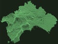 Topographic map of Naples, Italy