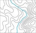 Topographic map with river, vector
