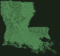 Dark topographic map of Louisiana, USA Royalty Free Stock Photo