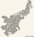 Topographic relief map of LÃÅBECK, GERMANY