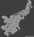 Topographic relief map of LÃÅBECK, GERMANY