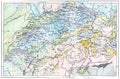 Topographical Map of the Alps, vintage engraving