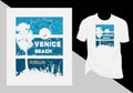 California Venich Beach Vector Vintage Grunge effect T- Shirt Design, Vector Art T- Shirt Design plam tree surfing boat