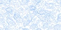 Topography white map seamless pattern with blue solid lines Royalty Free Stock Photo