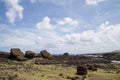 Toppled over Moais Akahanga on Easter Island