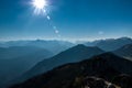 Tops of blue mountains in the Alps