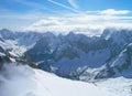 The tops of the Mont Blanc mountain range. Royalty Free Stock Photo