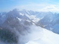 The tops of the Mont Blanc mountain range. Royalty Free Stock Photo