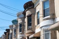 Row of Old Brownstone Townhouses in Astoria Queens New York Royalty Free Stock Photo