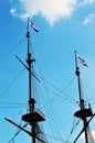 Tops of a schip on the channels in Amsterdam Royalty Free Stock Photo