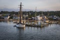 Topsail schooner and other boats in the harbor on Marthas Vineyard