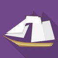 Topsail schooner ship icon, flat style