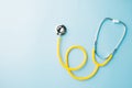 Topv iew yellow medical stethoscope isolated Royalty Free Stock Photo