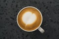 Topv view of cappuccino on terrazzo surface Royalty Free Stock Photo