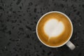 Topv view of cappuccino on terrazzo surface with copy space Royalty Free Stock Photo