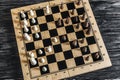 Topview of a chess game. spanish opening variant. Moeller defense Royalty Free Stock Photo