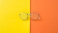 Topview Glasses on yellow and orange background