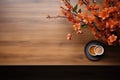 Topview office desk decorate autumn theme. Generative AI