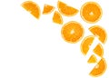 Topview orange fruit slice isolated on white background,fruit he