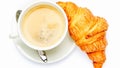 Topview  Simple breakfast, Hot coffee and croissants Royalty Free Stock Photo