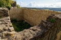 Thick stone walls of medieval castle ruin in Germany Royalty Free Stock Photo