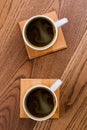 Topview two cups of coffee. Royalty Free Stock Photo