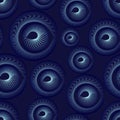 Seamless pattern with abstract spirals in blue colors. Vector illustration. Royalty Free Stock Photo