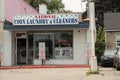 tor, canada - July 1, 2023: national coin laundry and cleaners small independent storefront, wash and fold-. Royalty Free Stock Photo