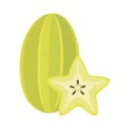 Illustration of a carambola, also known as starfruit . Royalty Free Stock Photo