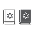 Torah book line and glyph icon, israel and religion, jewish book sign, vector graphics, a linear pattern on a white
