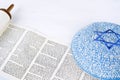 Torah with knitted kippah Royalty Free Stock Photo