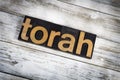 Torah Letterpress Word on Wooden Background Royalty Free Stock Photo