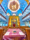 The Torah reading desk in the middle of the prayer hall in Kazinczy Street Synagogue, on February 23 in Budapest, Hungary