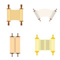 Torah scroll book bible icons set, flat style Royalty Free Stock Photo