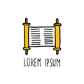 Torah scroll doodle icon, vector illustration Royalty Free Stock Photo