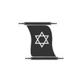 Torah scroll icon isolated. Jewish Torah in expanded form. Torah Book sign. Star of David symbol. Simple old parchment Royalty Free Stock Photo