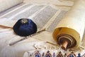 Torah scroll with Kippah Royalty Free Stock Photo