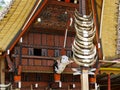 Toraja village, Celebes, Sulawesi, Indonesia. Detail of the house Royalty Free Stock Photo