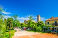 Torcello island with green trees and bushes, Cathedral of Santa Maria Assunta tower