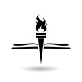 Torch book logo icon with shadow