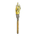 Torch Decorative Wooden Stick With Fire Color Vector