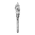 Torch Decorative Wooden Stick With Fire Ink Vector